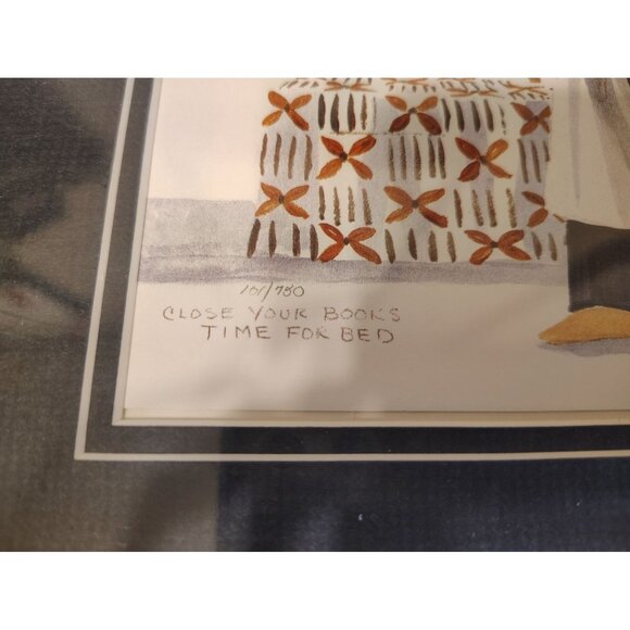 Vintage Diane Graebner Print, Close Your Books, Time for Bed Amish, Signed COA - Picture 4 of 6